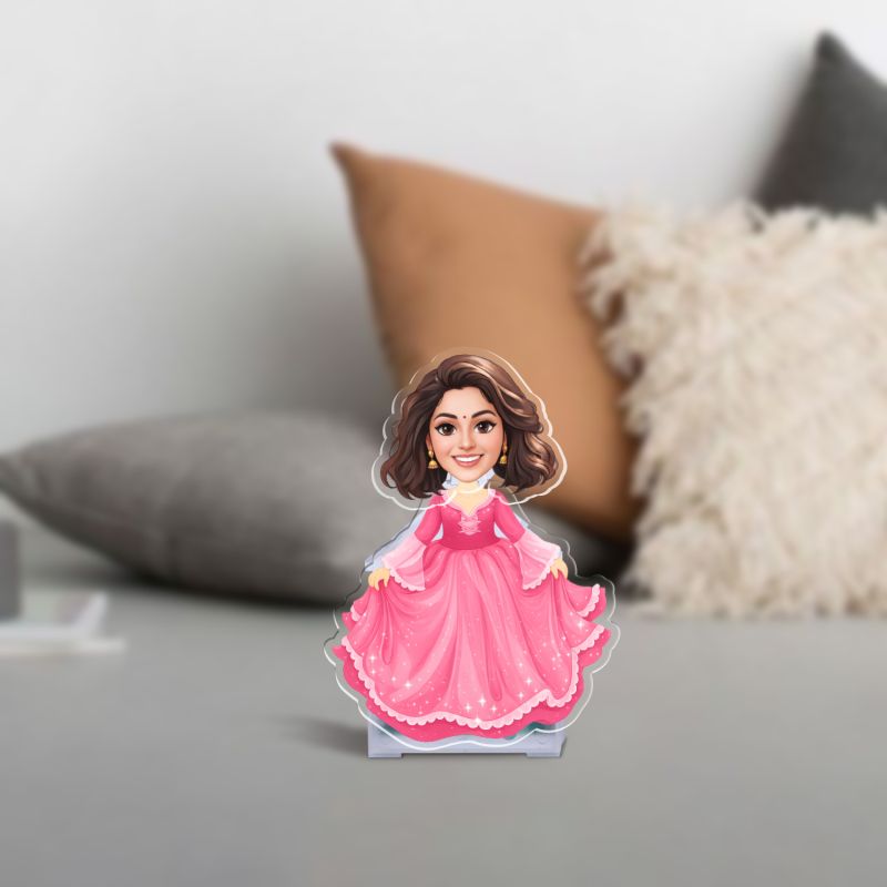 Personalized Princess Theme Bobblehead Caricature Solar Powered with Moving Head Custom with Photo Birthday Return Gift for Girls Kids Room Desk Decor & Car Dashboard
